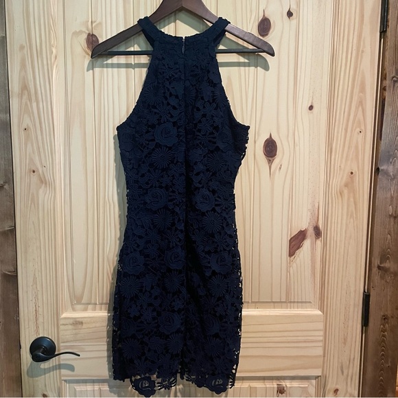 Lulu's Navy Floral Mini Dress - Picture 3 of 9